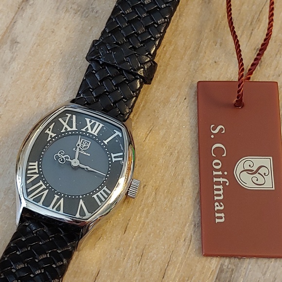⌚ NWT🏷 S. Coifman Watch Black Woven Leather Band